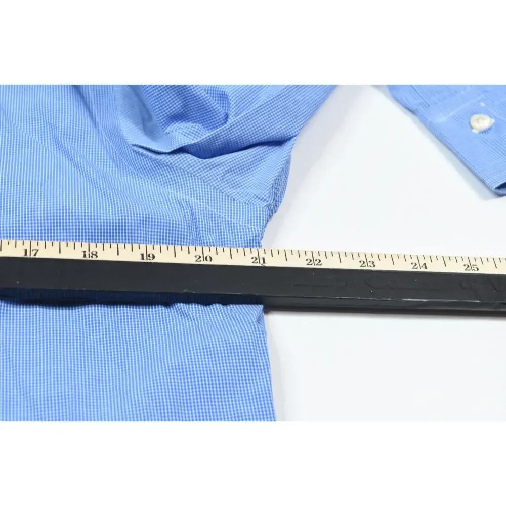 Polo Ralph Lauren Shirt Mens 16.5 Blue Check Long Sleeve Button-Up Slim Fit